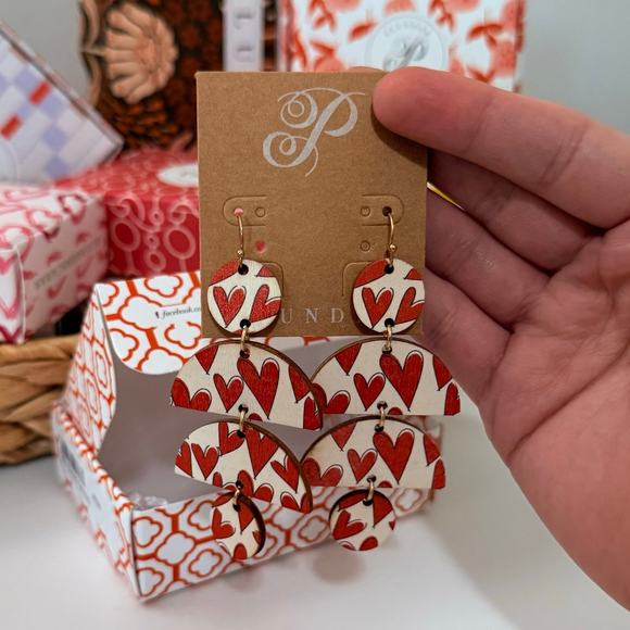 New Plunder "Mo Sweet" Reversible Wooden Earrings (3") - Picture 6 of 6